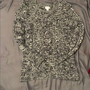 Old Navy Black and White Cable Knit Sweater